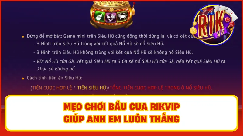 Bầu Cua Rikvip – Siêu Phẩm Đậm Chất Dân Gian, Thắng Tiền Siêu Dễ 5 Áp dụng chiến lược hợp lý sẽ giúp bạn dễ giành chiến thắng khi chơi tại Rikvip