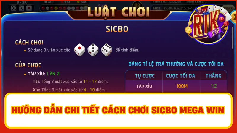Sicbo Mega Win – Rung Xúc Xắc, Ăn Tiền Ngay Cùng Rikvip 3 Người chơi nên tìm hiểu kỹ quy tắc khi tham gia đặt cược