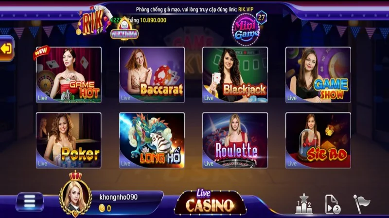 Tại chuyên mục Casino Rikvip có nhiều tựa game hấp dẫn